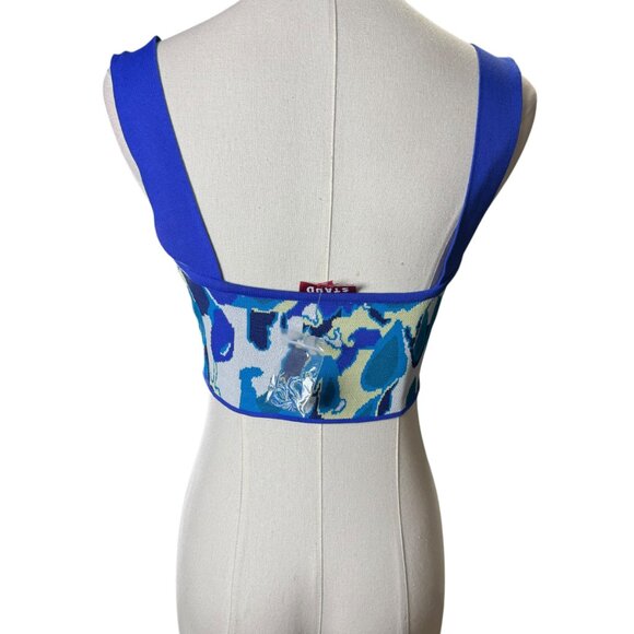 STAUD Multicolor Abstract Knit Cropped Tank Top SZ:M NWT | Jacquard Knit - Picture 3 of 8